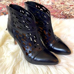 Black Nine West Laser-Cut Bootie
